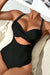 Black monokini with crossed cutouts and bare back, 2 tones