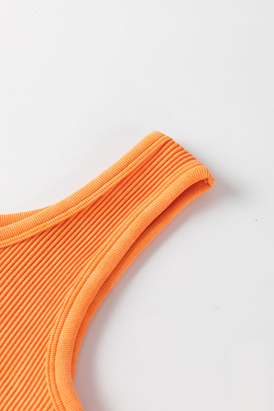 Grapefruit Orange Seamless Ribbed Crop Tank Top