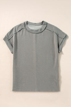 T-shirt gris moyen en tricot texturé *