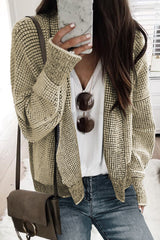 Cardigan ouvert sur le devant à carreaux abricot et bordure contrastée-A WOMAN WE LOVE