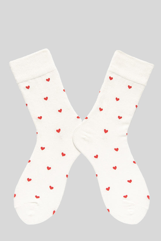 Chaussettes blanches à motif coeur Saint-Valentin