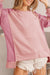 Apricot Pink Waffle Top and Bottom Raglan Sleeve Sweatshirt