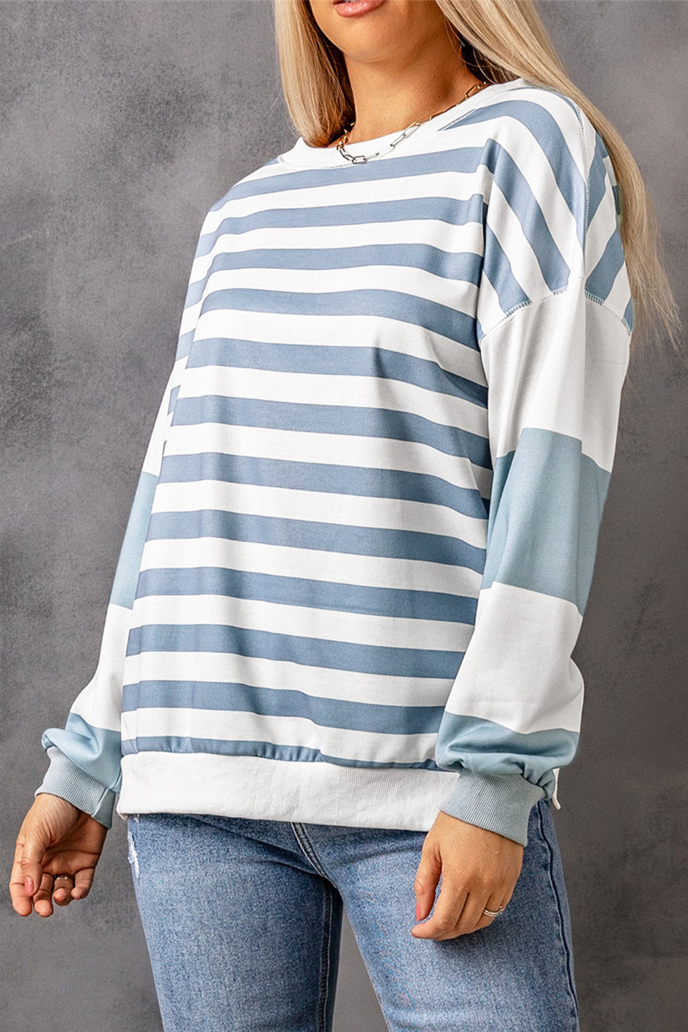 Stripe Drop schultergestreift Pullover Sweatshirt