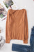 Brown textured long sleeve u-neck top