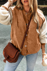 Blouson aviateur boutonné en velours côtelé et polaire patchwork-A WOMAN WE LOVE