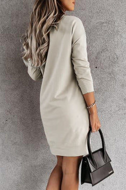 Khaki Off Shoulder Slit T-Shirt Dress