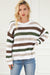 Striped crochet openwork knit sweater