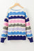 Drozing shoulder sweater and dark blue striped tank sleeves