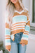 Fended sleeve sweater and multicolored color block stripes