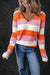 Decreeed sweater with orange stripes and color block with v -collar collar