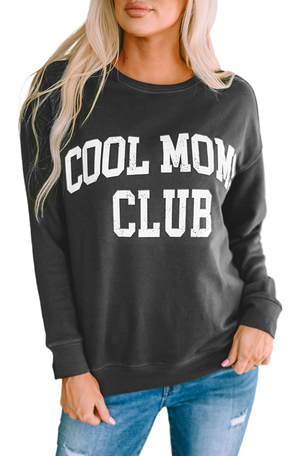 Grau Cool Moms Club Drop Schulter -Sweatshirt