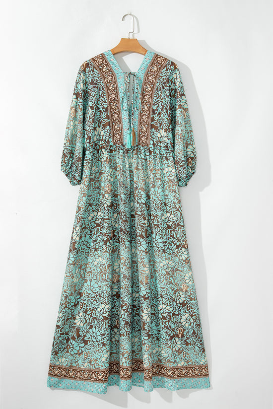 Long bohemian dress with floral print *