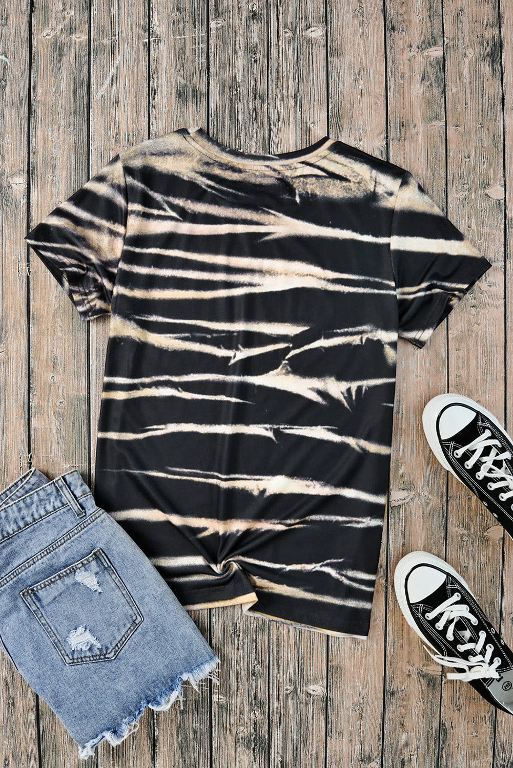 T-shirt Blue Tie Dye Stripe imprimer blanchi