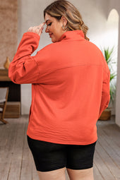 Orange Sweatshirt with Pocket and Zipper with O-Ring, Plus Size