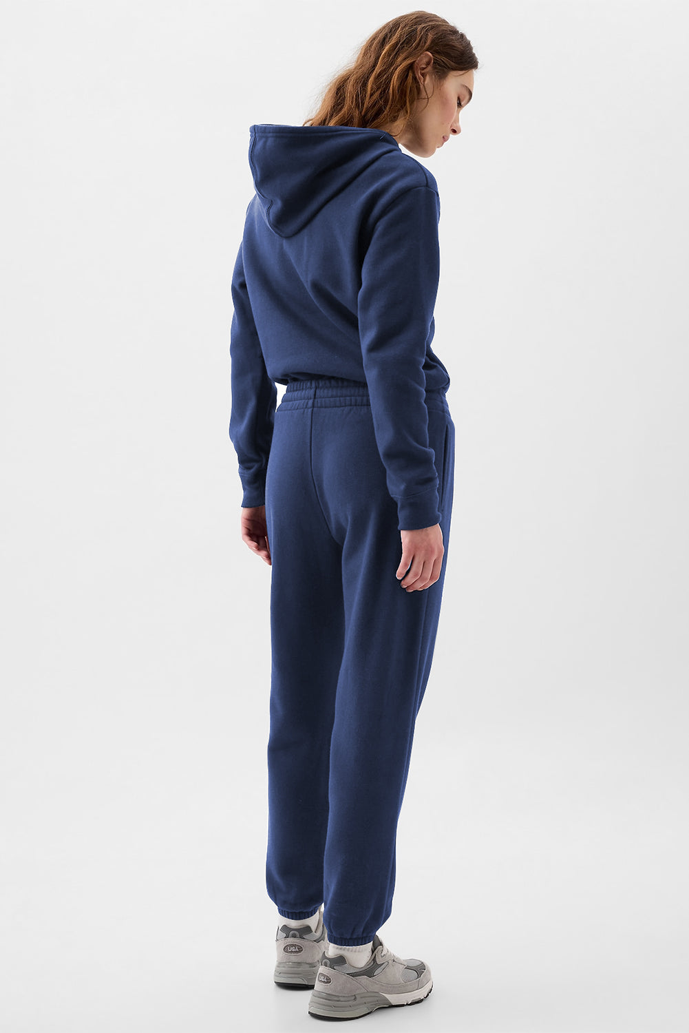 Marineblaue Fleece Fleece Fleeed Draw String Taille Jogger