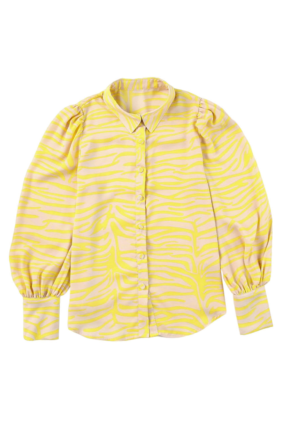 Chemise jaune à manches lanternes et imprimé à rayures zébrées