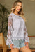 Beige blouse with fluffed sleeve in embroidered mesh