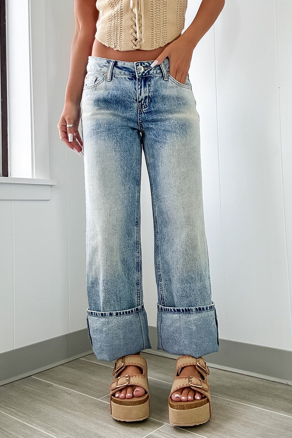 Myosotis High Rise Zip Fly Fly Wash jeans