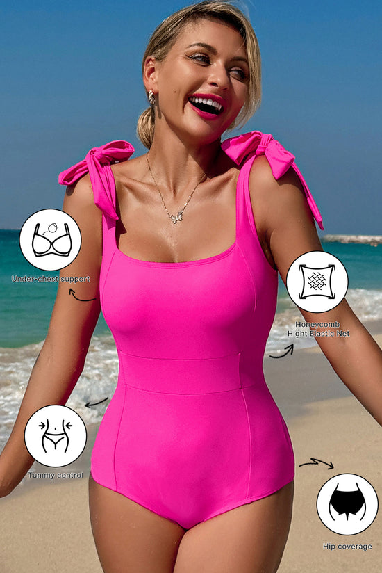 Maillot de bain une pièce rose rouge *