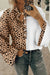 Detailed blouse with contrasting khaki leopard contrast bouton