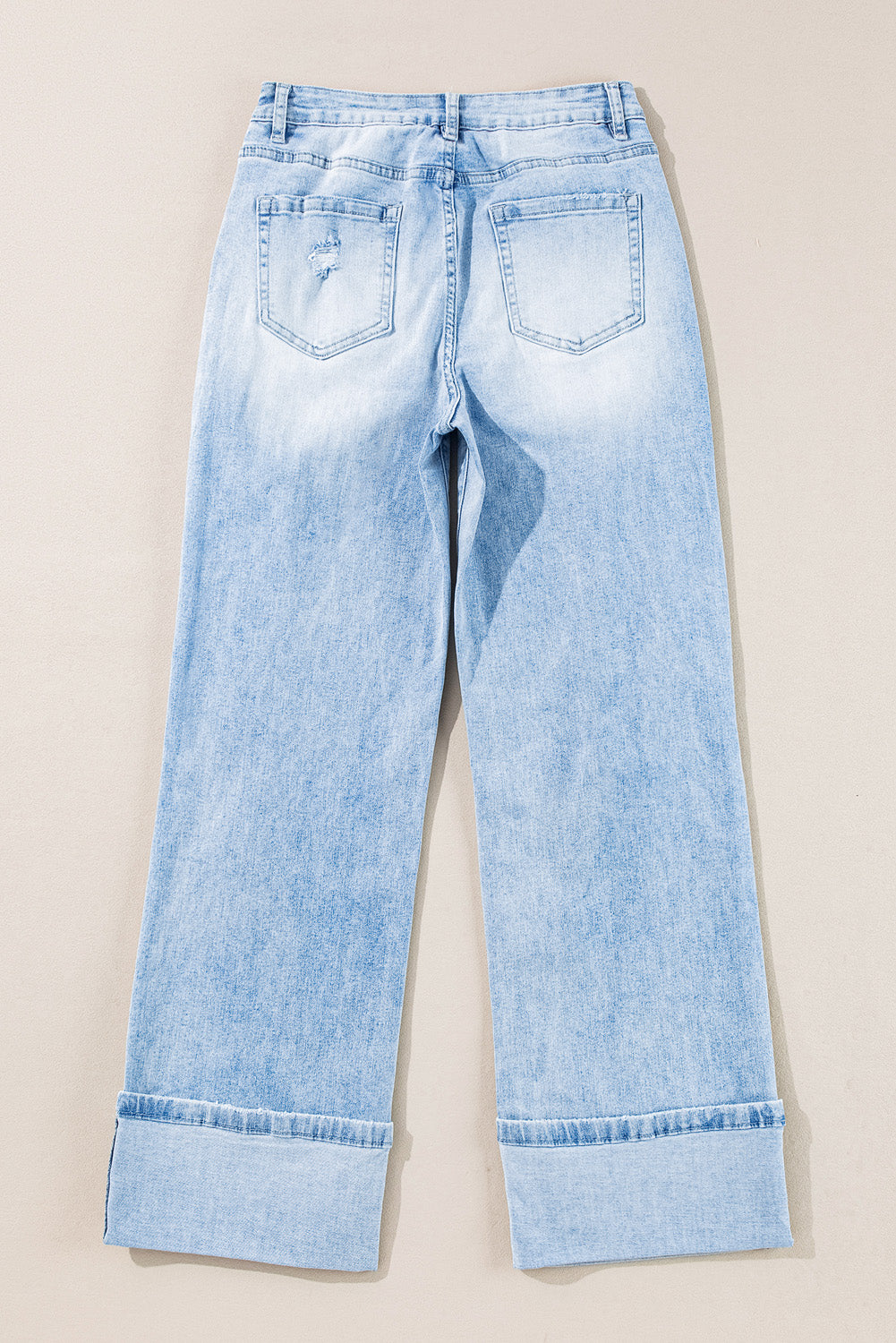 Beau Blue Light Wash Distribed Flare Jeans