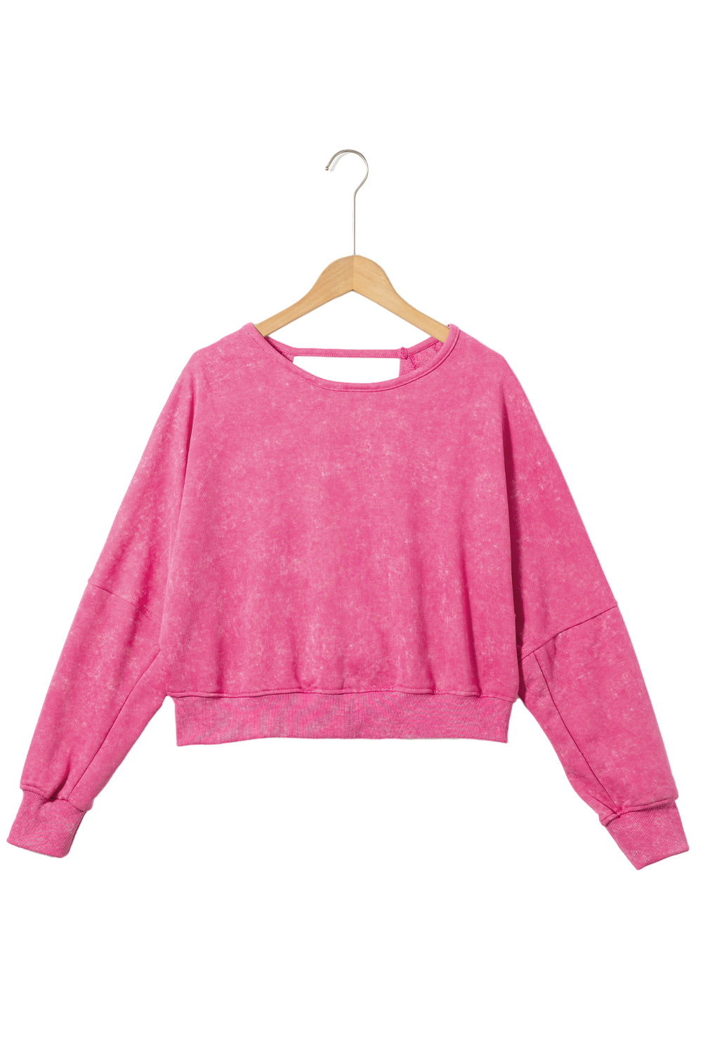 Rose Acid Wash V-shape Open Back Sweatshirt