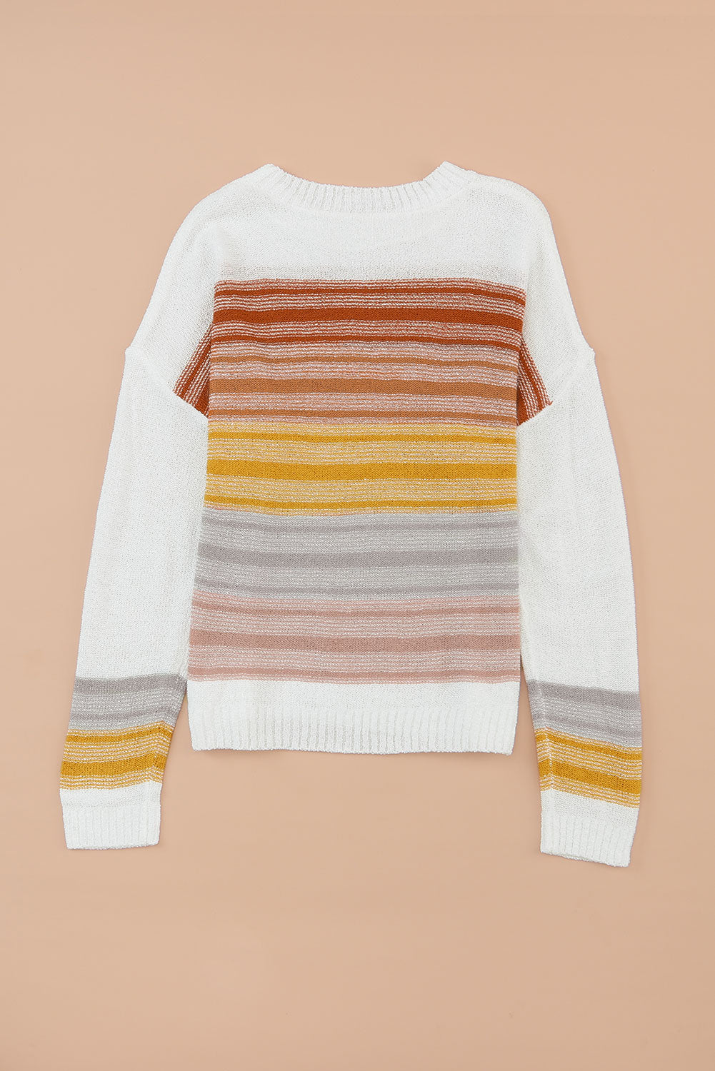 Multicolor Stripe Long Sleeve Round Neck Sweater