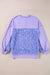 Lilac Sequin Henley Sweatshirt with High Low Hem