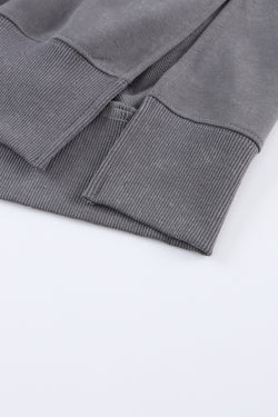 Grey Oversized Sweatshirt with Dropped Shoulders and Ribbed Trim