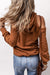 Cinnamon Exposed Seam Drawstring Off-Shoulder Hoodie