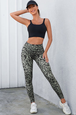 Classic Grey Leopard Print Active Leggings