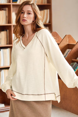 Haut pull beige en tricot texturé *