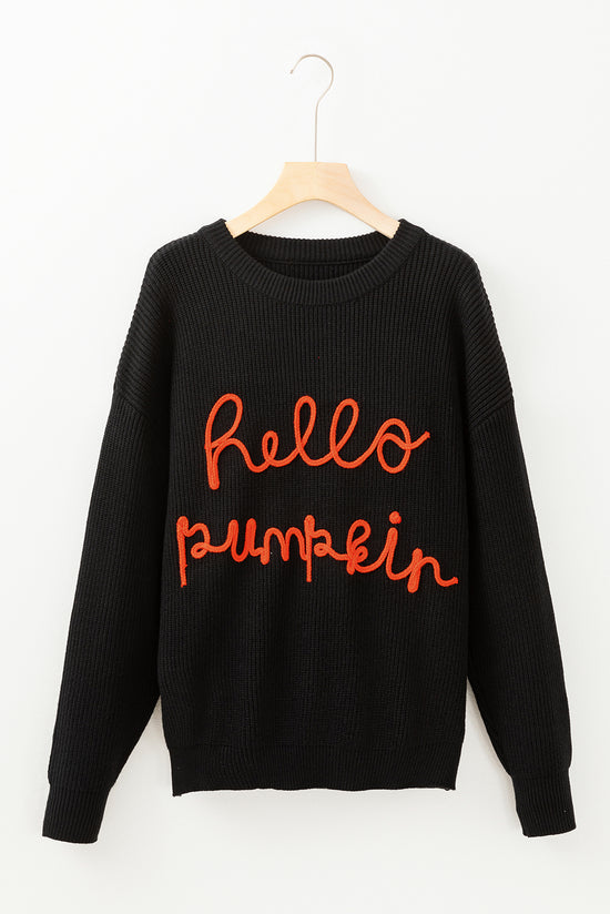 Pull graphique noir Hello Pumpkin