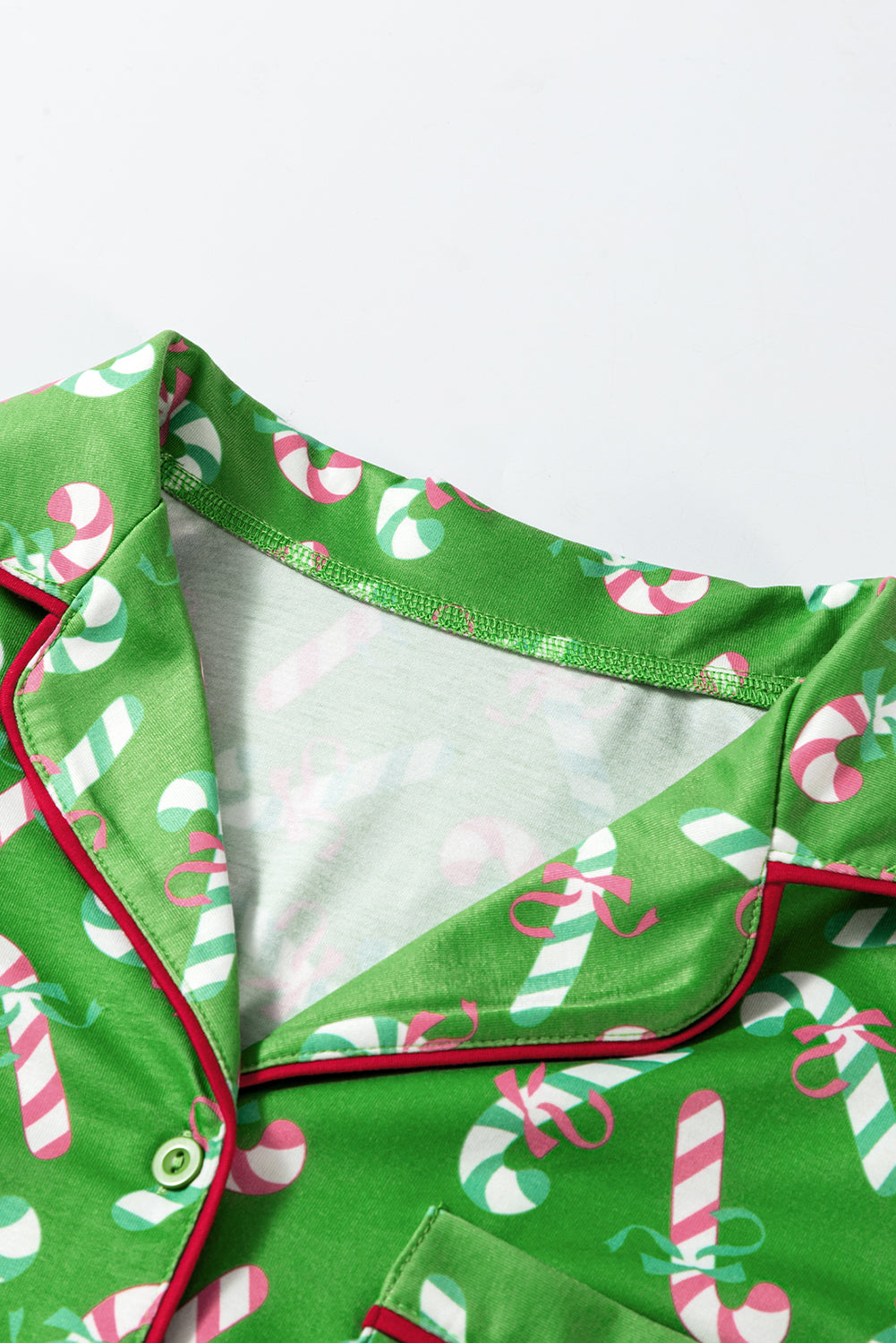 Ensemble de pyjama noué avec poches et imprimé canne en bonbon de Noël vert