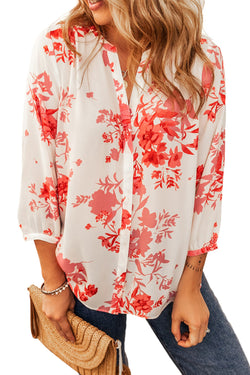 Standard shirt with vegetable print and pleated back with v -neck collar