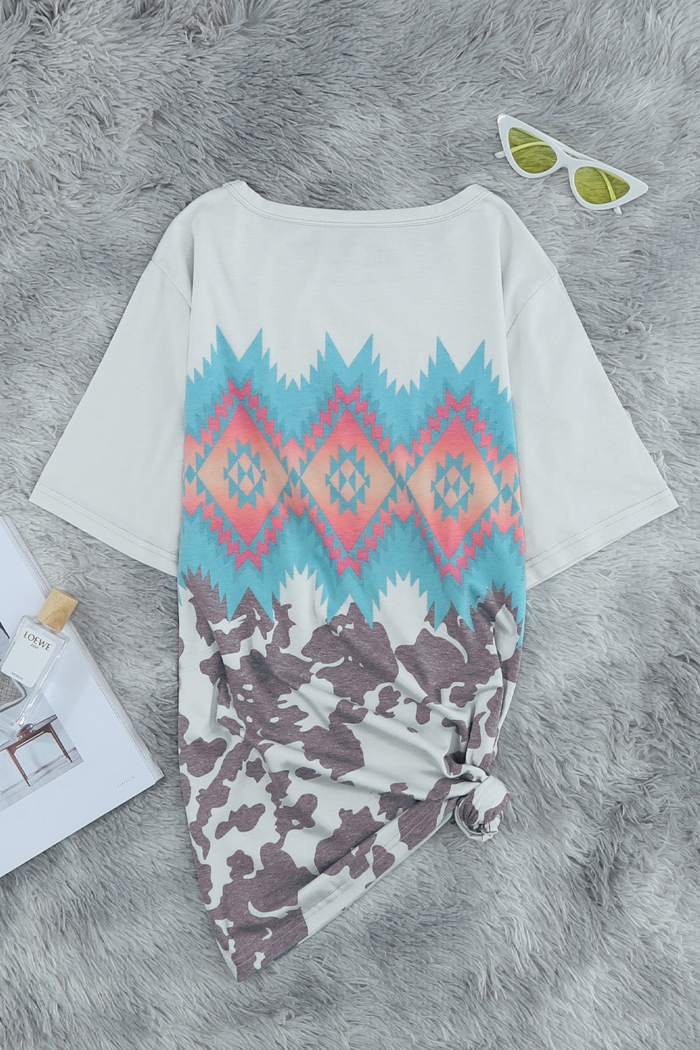 Multi-Color Aztec Geometric Print T-Shirt