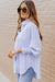 Striped Boyfriend shirt with Smocked Blue Sky Reverse with Pocket