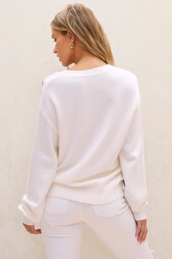 White flower hook sweater