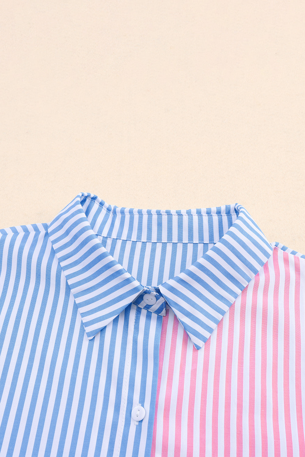 Sky Blue Contrast Striped Print Shirt