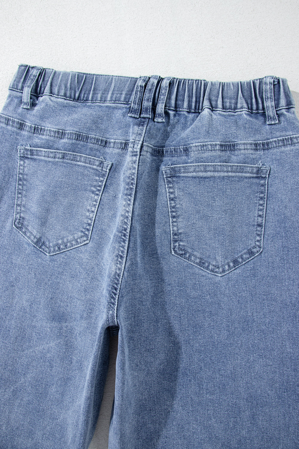 Twilight Blue Foiled Star Patchwork Straight Leg Loose Jeans