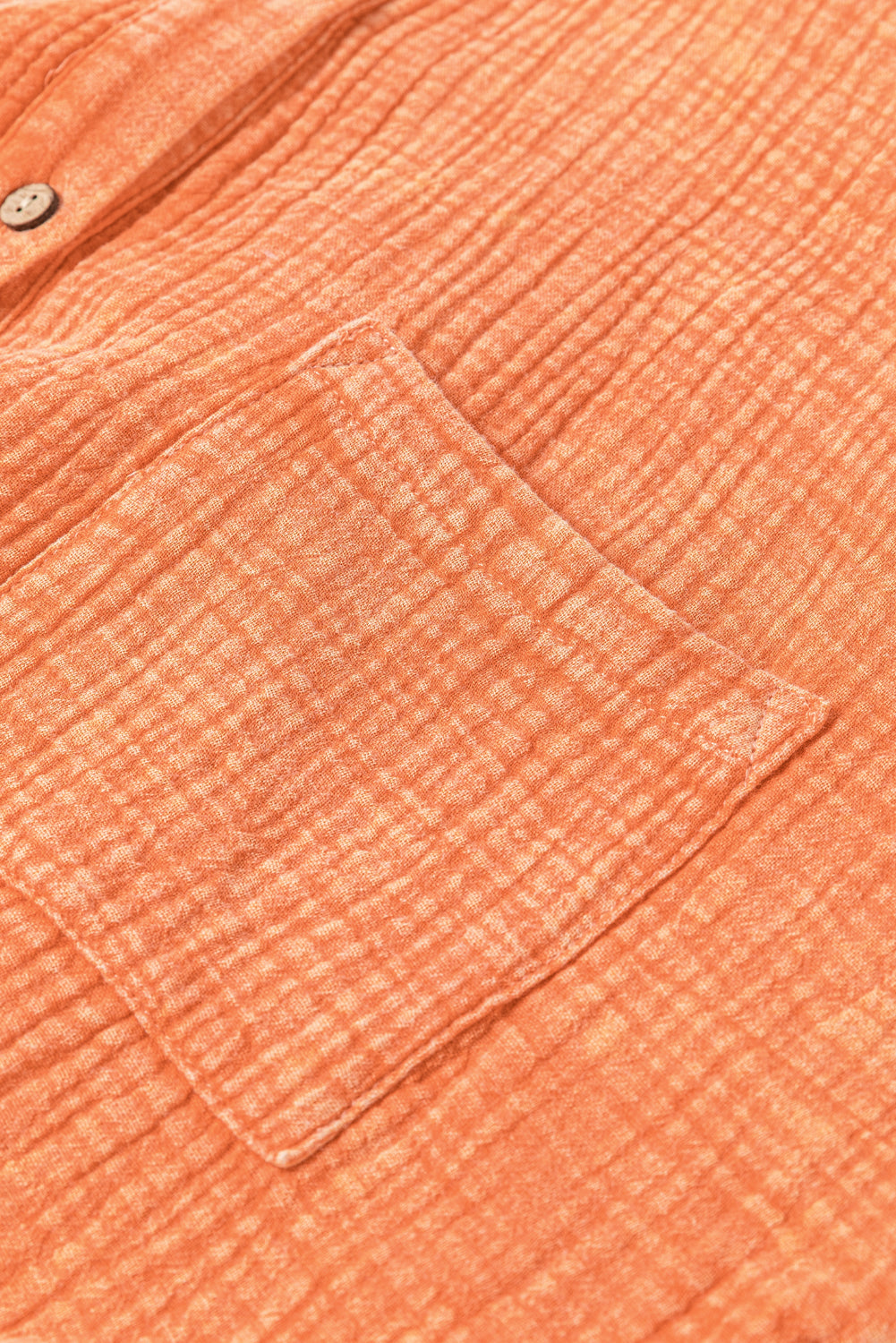 Robe de chemise surdimensionnée de poche à double poitrine orange