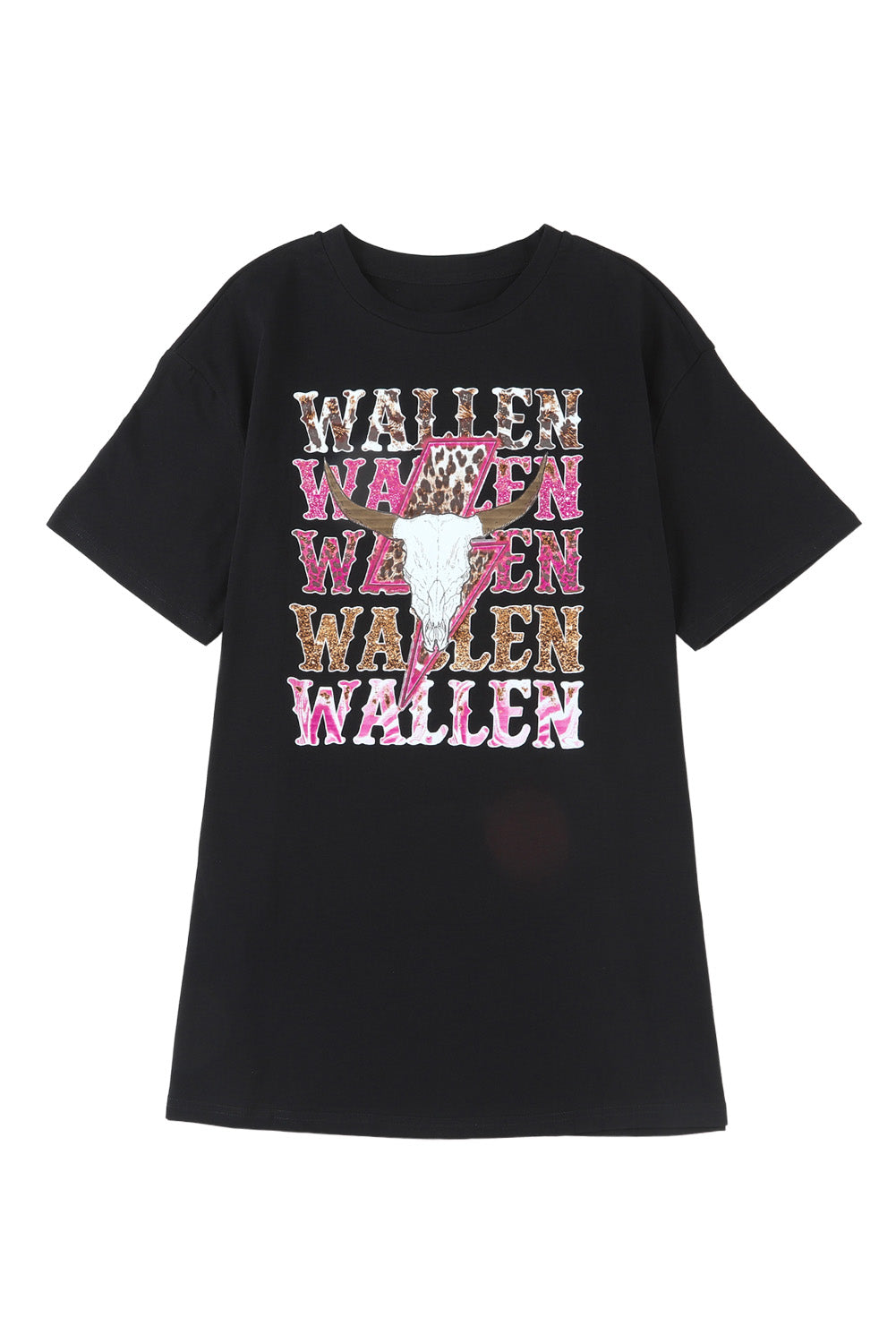 Schwarz Wallen Cowskull Grafik übergroße T -Shirt