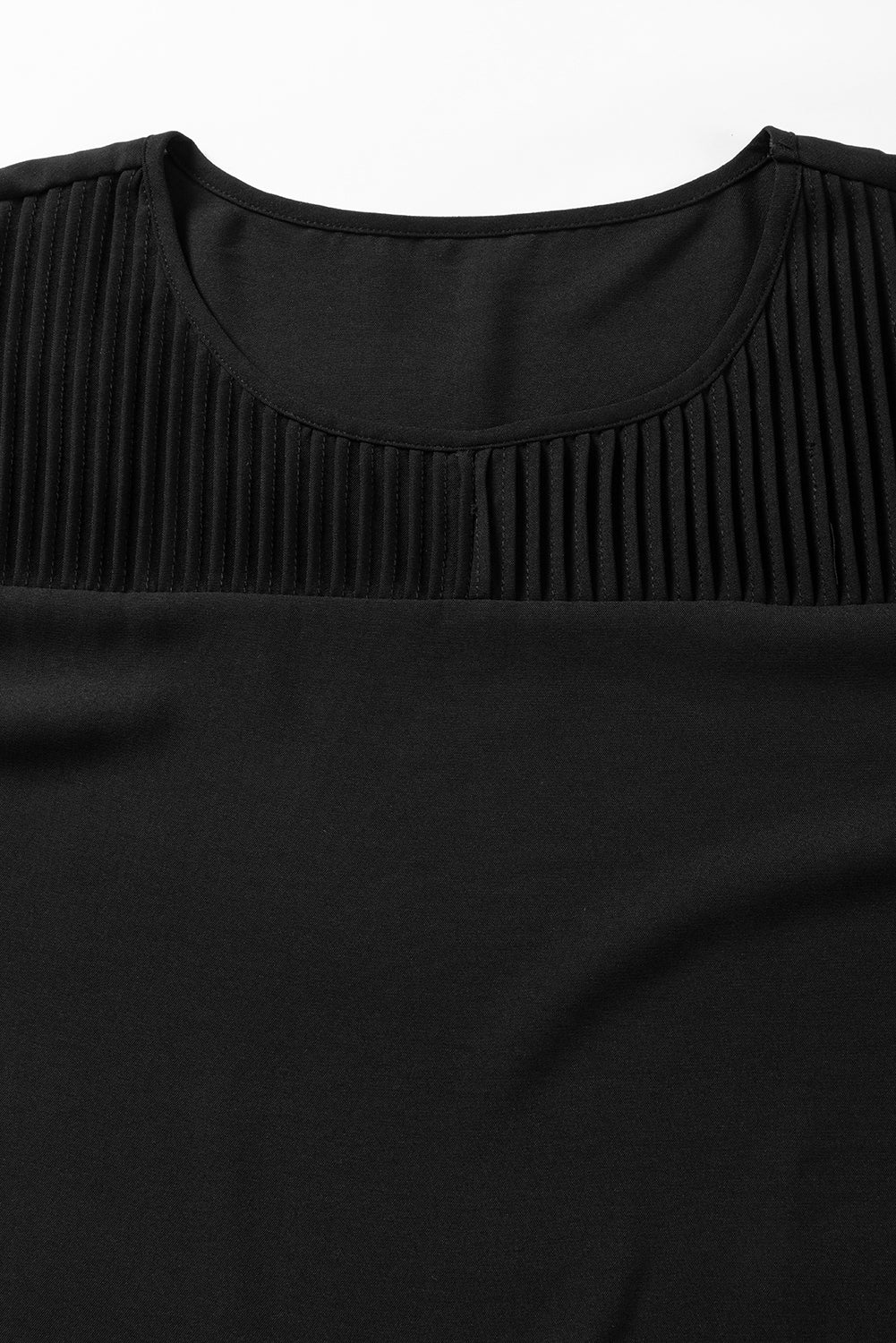 Black Roll -up -Ärmelgenähte Detail Bluse