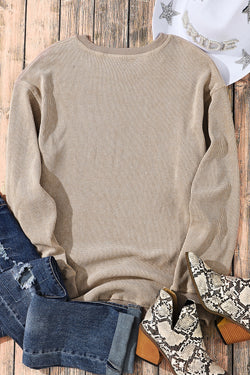 Khaki sweatshirt with united knitted knitted neck