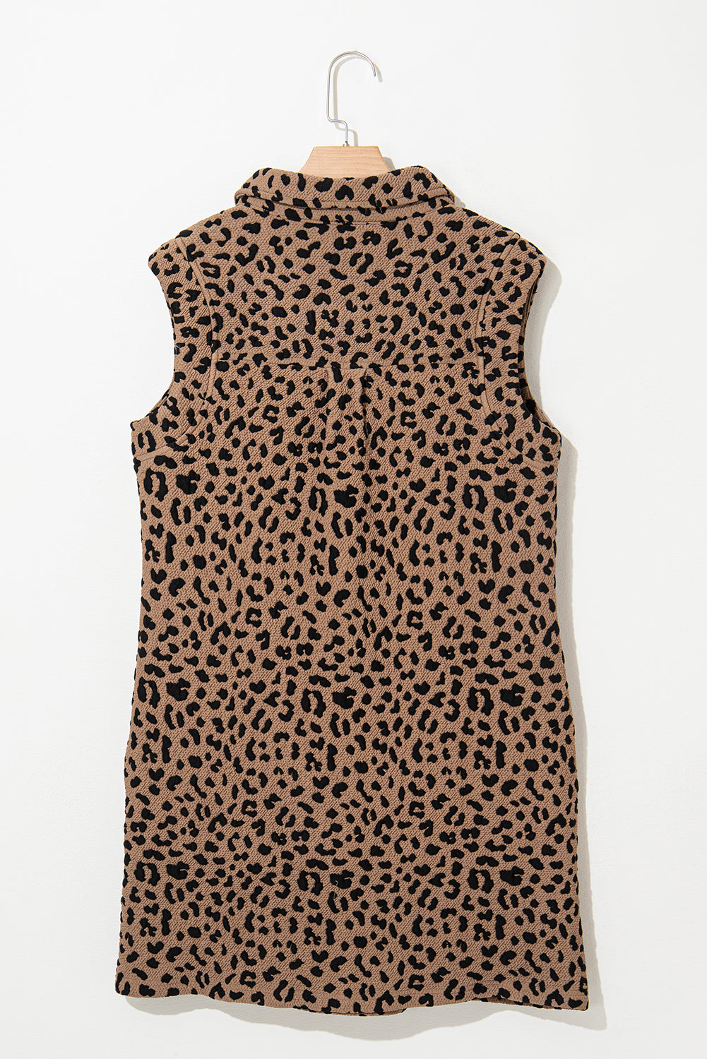 Khaki Leopard Print V-Neck Sleeveless Mini Dress