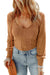 Brown textured long sleeve u-neck top