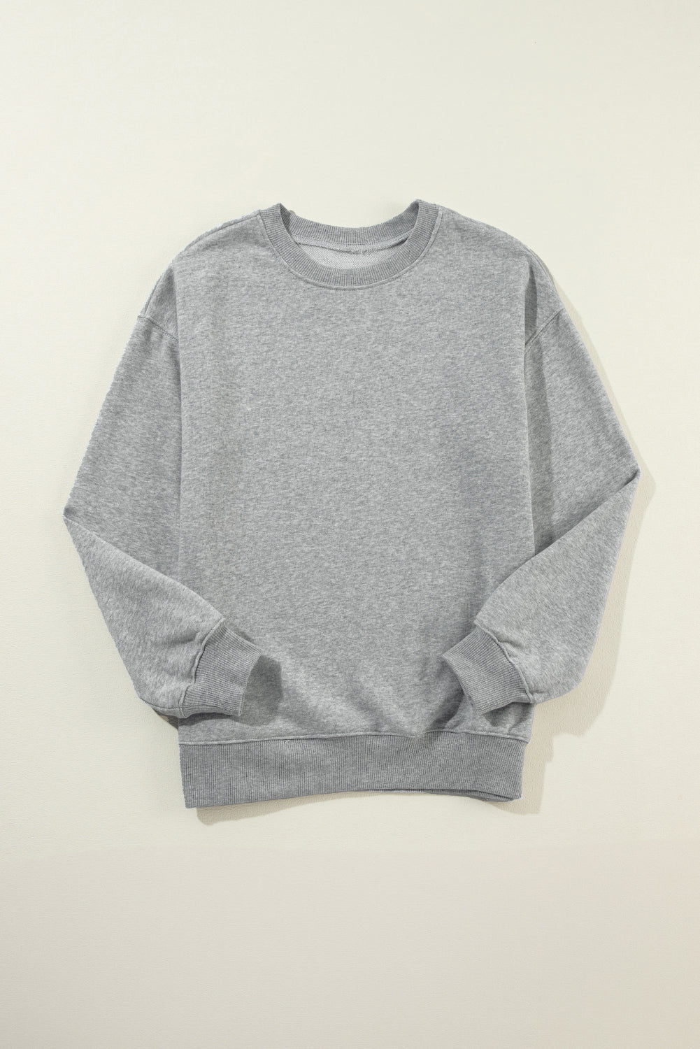 Grey Solid Classic Classic Pullover Felpa