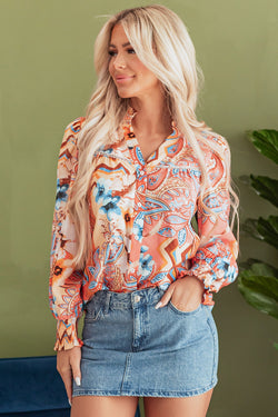 Large shirt buttoned with frowned and orange floral print