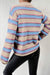 Apricot Striped V-Neck Drop Shoulder Loose Sweater