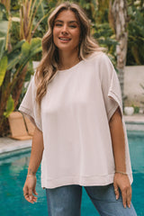 Surprised t-shirt with bat-sigry-knit-sided swaying tunic